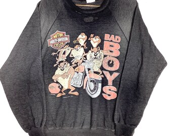 Vintage Harley Davidson Looney Tunes Sweatshirt Crewneck Medium Black 1993