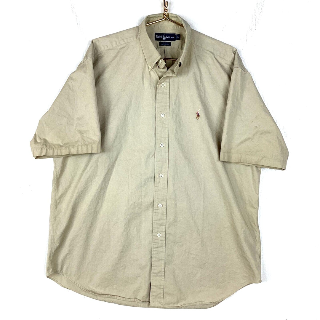 Ralph Lauren BLAKE short sleeve button down check shirt, men's size L cotton Blue type light blue Vintage Second Hand