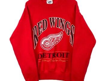 Vintage Detroit Red Flügel Muskat Sweatshirt Mittelrot Nhl Hockey