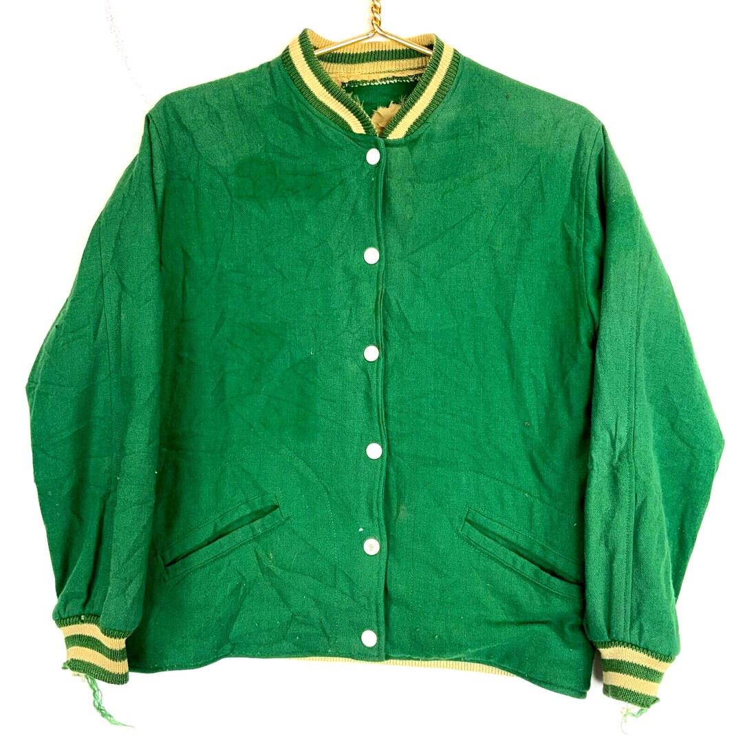 Vintage Kandel Varsity Wool Snap Button Jacket Size XS Green Etsy