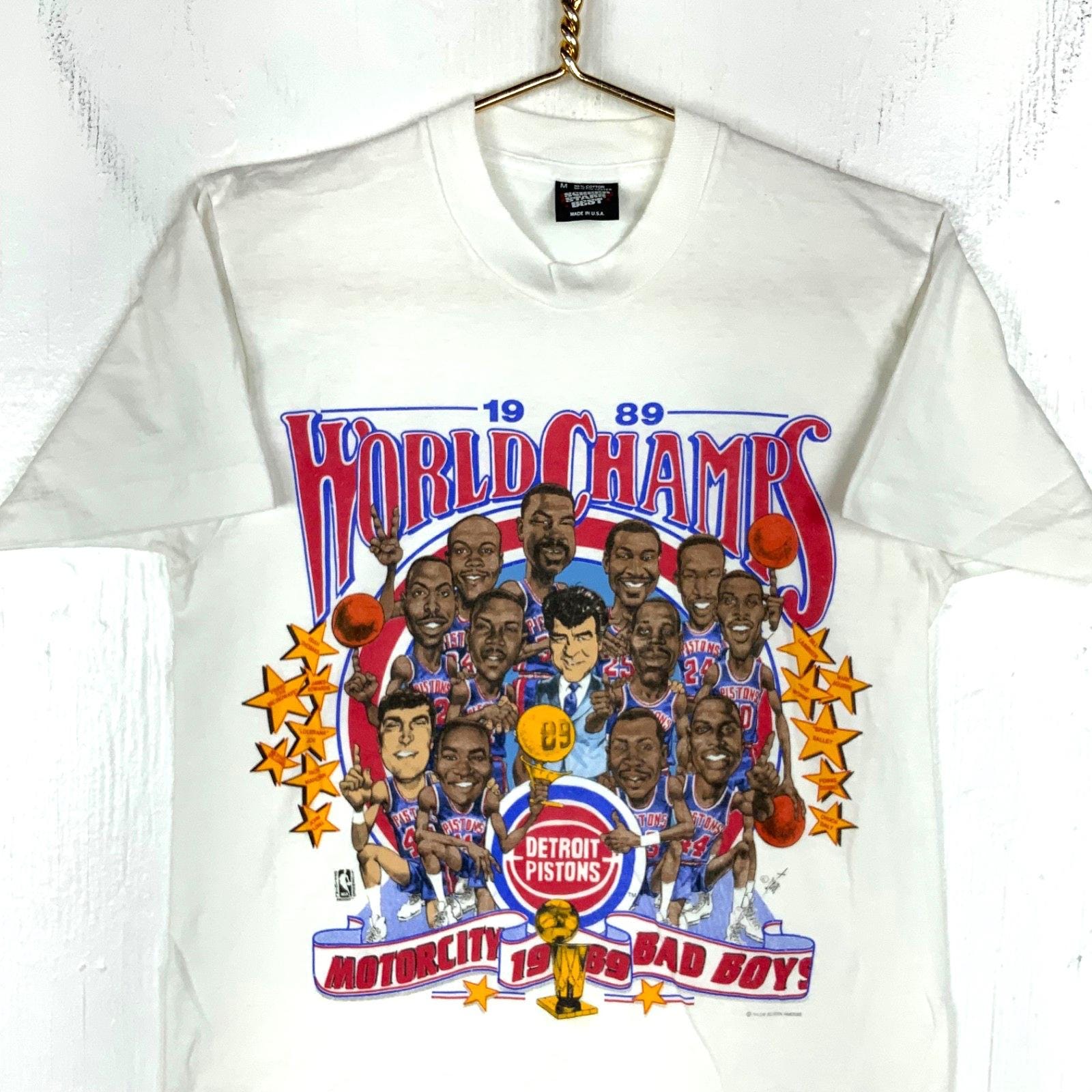 Vintage Detroit Pistons Caricature T-shirt Medium Badboys Nba 1989