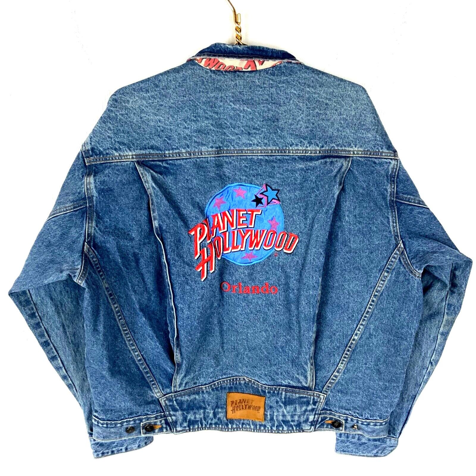 Vintage Planet Hollywood Denim Jean Jacket XL Blue Medium