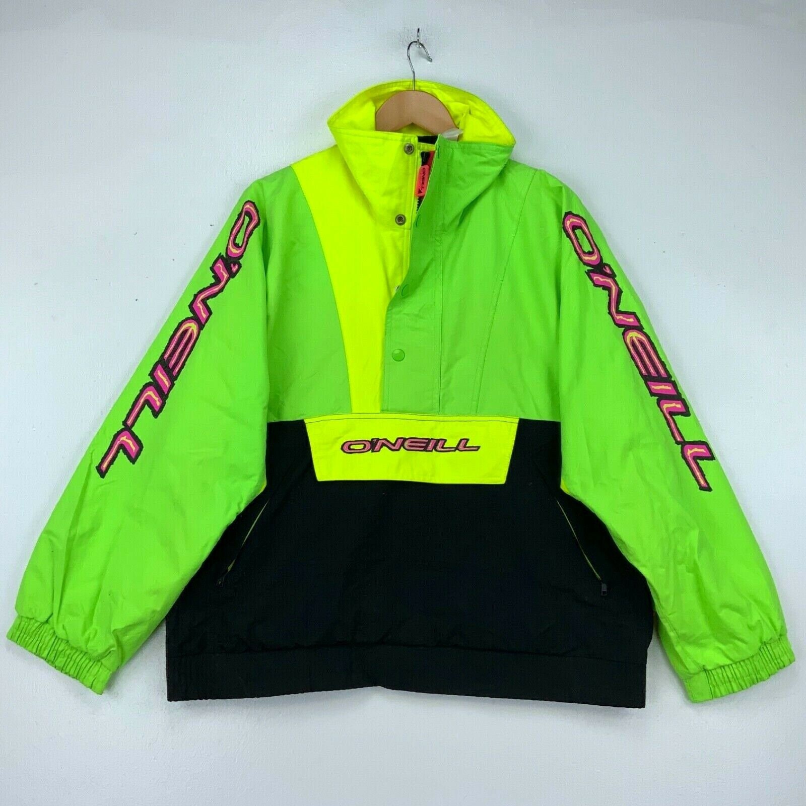 Oneill Color Block Surf Style Vintage Insulated Jacket Small Neon