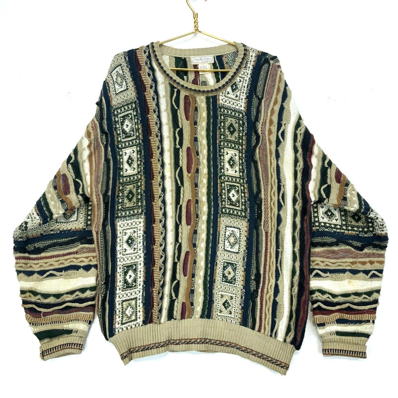 Murano 3D Knit Abstract Vintage Crewneck Sweater Large Made 