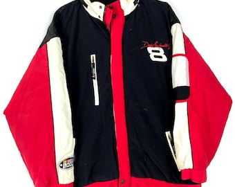 Vintage Dale Earnhardt Jr Puffer Jacket Size Large Black Full Zip Nascar 2000