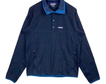 Patagonia Snap T Medium Fleece Sweater Jacket Blue Quarter Button Up Collared
