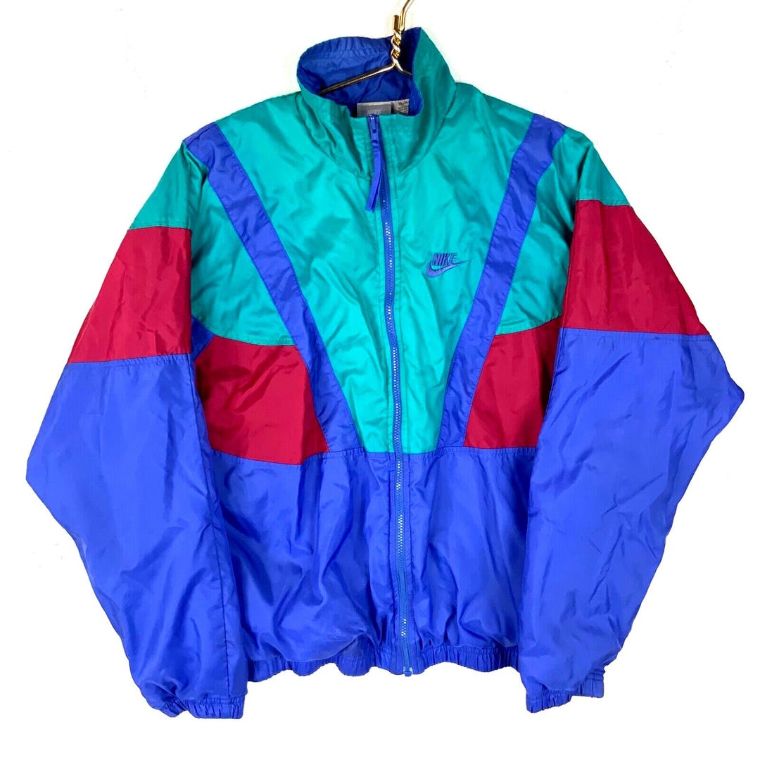 Giacca a vento vintage Nike anni '80 da donna, con cerniera intera