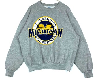 Vintage Michigan Wolverines Sweatshirt Crewneck Size 2XL Made In Usa Ncaa Gray