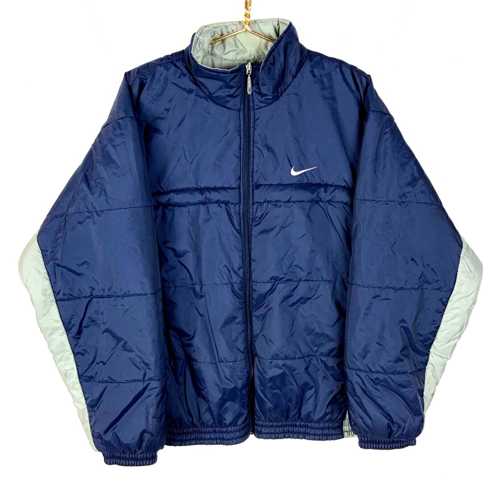 Vintage Nike Puffer Jacket Large Blue Reversible 90s - Etsy