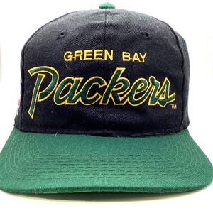 Vintage Green Bay Packers SnapBack Sports Specialties Double Line Script Hat 90s