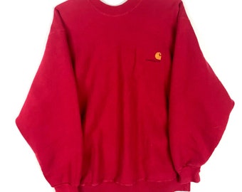 Vintage Carhartt Sweatshirt Crewneck Medium Red Workwear Rugged