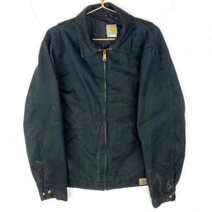 Vintage Carhartt Work Jacket Medium Black Full Zip Quilt Lined Workwear