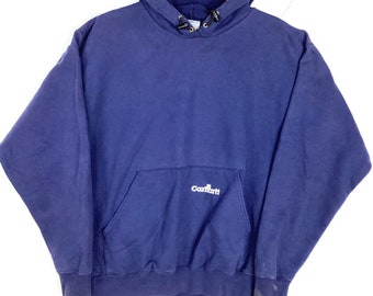 Vintage Carhartt Sweatshirt Hoodie Extra Large Blue Workwear