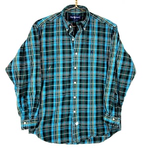 Vintage Polo Ralph Lauren Flannel Shirt Size Medium Multicolor Plaid Button Up
