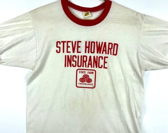 Vintage Russell Athletic State Farm Insurance Ringer T-Shirt Size Medium 70s