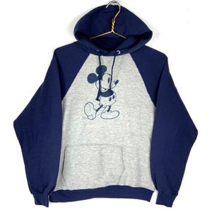 Vintage Mickey Mouse Disney Sweatshirt Hoodie Large Raglan Made Usa Cartoon 80s