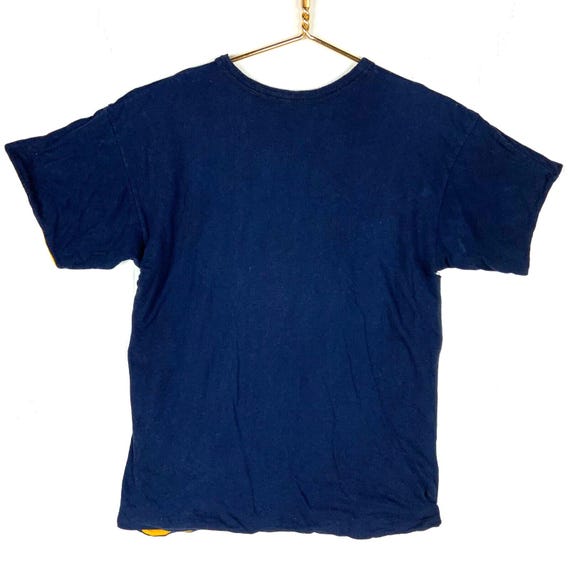 Vintage Champion Double Faced T-shirt Medium Blue Yellow