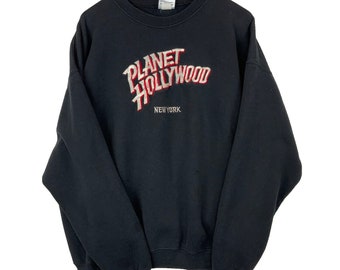 Vintage Planet Hollywood Sweatshirt Crewneck Extra Large Black New York 90s