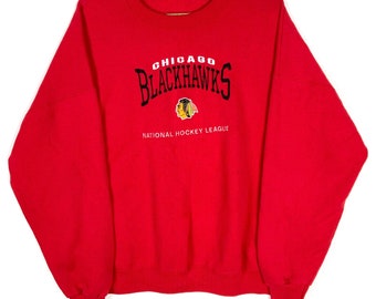 Vintage Chicago Blackhawks Sweatshirt Grösse 3XL Rot Nhl Hockey 90er Jahre Bestickt