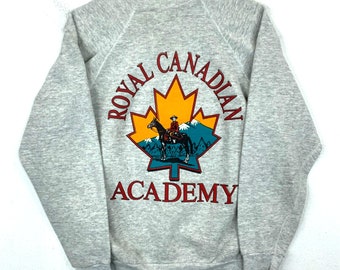 Vintage Royal Canadian Academy Sweatshirt Crewneck Large Gray