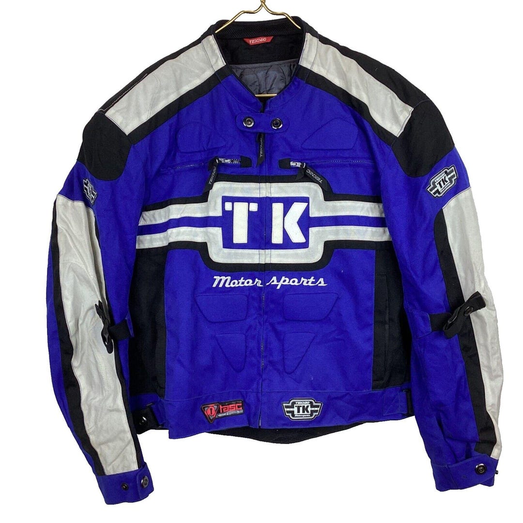 Teknic Motorsport Jacket Size 48 Blue Leather Trim Armoured