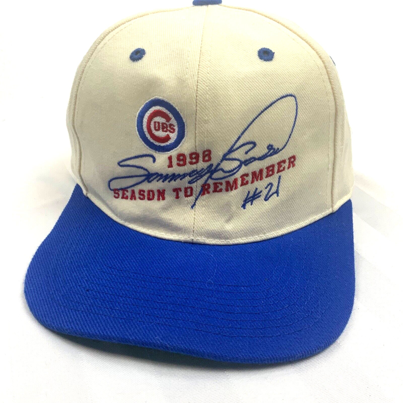 Vintage Chicago Cubs Sammy Sosa Sports Specialties #21 Snapback Hat Mlb Beige