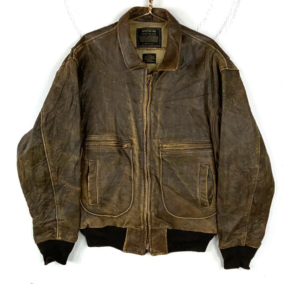 Vintage Sportys Type G-2 Pilot Leather Bomber Jacket Size 46