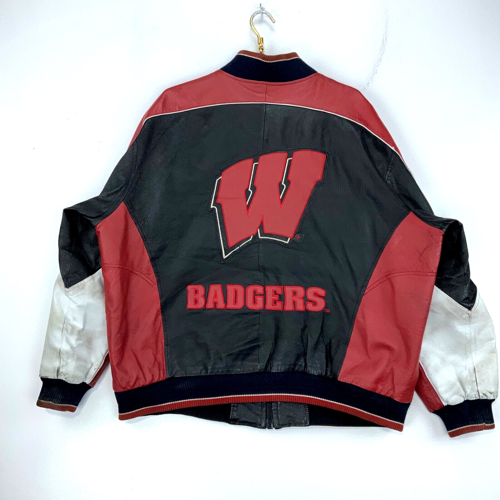 Men's Starter Red Wisconsin Badgers O-Line Varsity Full-Button