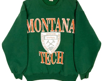 Vintage Montana Tech Orediggers Wolf Sweatshirt Medium Ncaa gemaakt in de VS jaren '90