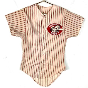 Vintage Cincinnati Reds Jersey Size Small White Pinstripe Made Usa Mlb