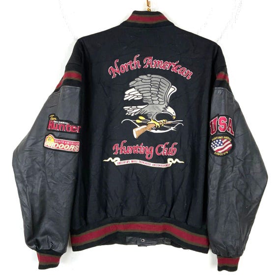 本革スタジアムジャケット NORTH AMERICAN HUNTING CLUB Vintage North American Hunting Club Wool Leather Bomber
