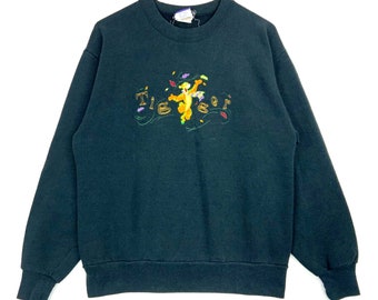 Vintage Tiger Winnie The Pooh Embroidered Sweatshirt Crewneck Size Medium Black