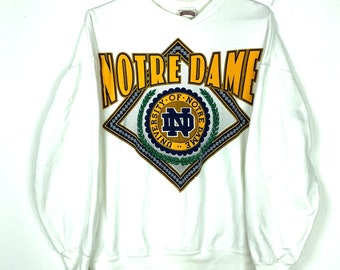 Vintage Notre Dame Fighting Irish Sweatshirt Extra Large Weiß Muskat Ncaa 90s