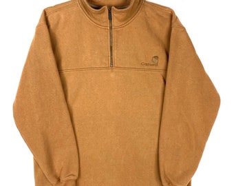 vintage Carhartt Sweat-shirt Taille Moyenne Marron Zippé