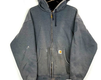 Vintage Carhartt Hoodie Jacket 3XL Gray Active Full Zip Workwear Insulated