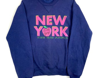 Vintage New York The Big Apple Sweatshirt Crewneck Size Medium Blue