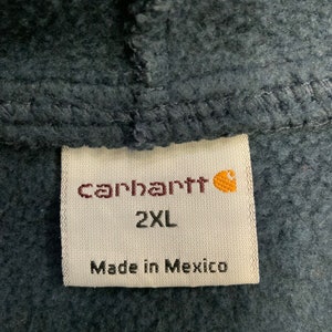 Vintage Carhartt Sweatshirt Hoodie 2XL Blue Workwear Patch image 3