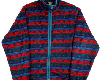 Vintage L.L. Bean Fleece-Pulloverjacke mit durchgehendem Reißverschluss, Größe M, mehrfarbig