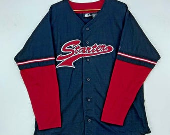Starter Vintage Long Sleeve Jersey Size Large Black Baseball