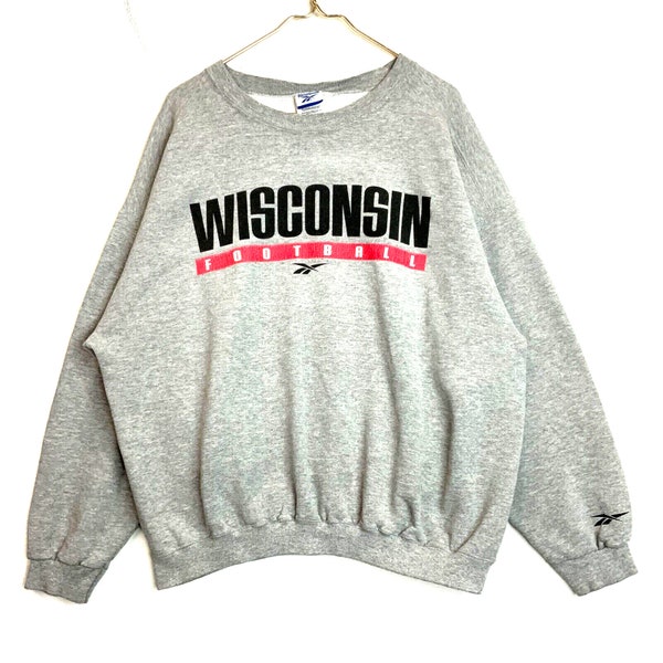 Vintage Wisconsin Badgers Football Reebok Sweatshirt Rundhals Größe L Ncaa