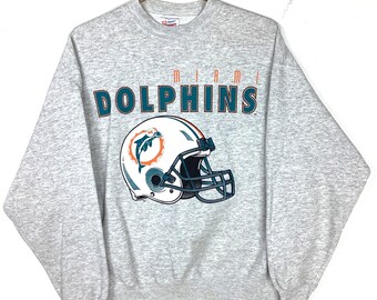 Vintage Miami Dolphins Crewneck Sweatshirt Size XL Gray Nfl 50/50 90s