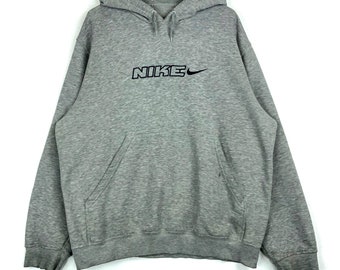 Vintage Nike Swoosh Embroidered Drawstring Sweatshirt Crewneck Size Large Gray