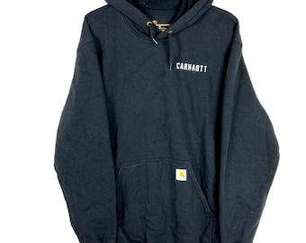 Sweat-shirt à capuche Carhartt Taille XL Noir Spell Out Workwear Coupe Originale