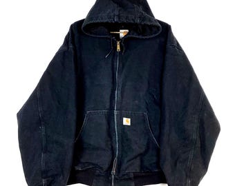 Carhartt Active Canvas Hoodie Bomber Jacket Size 3XL Black J131 BLK Made In Usa