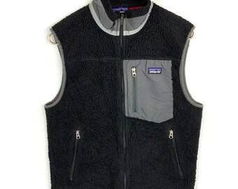 Patagonia Retro X Full Zip Fleece Sweater Vest Jacket Size Small Black