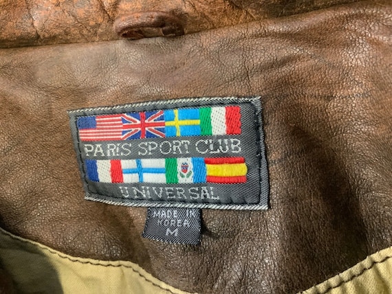 Vintage Paris Sport Club Full Zip Leather Jacket … - image 3