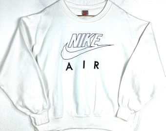 Vintage Nike Air Sweatshirt Crewneck XL Weiß Made in Usa 80er 90er Jahre Usa