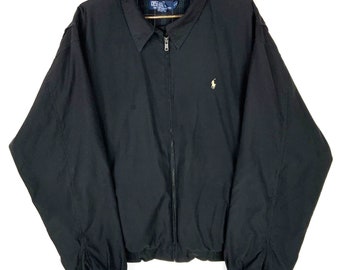 Vintage Polo Ralph Lauren Harrington Jacket Lined Size 2XL Black Full Zip 90s