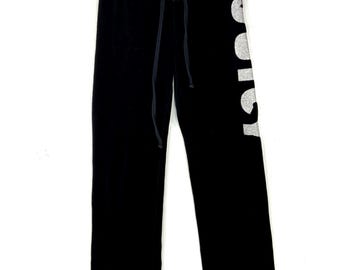 Vintage Juicy Couture Velour Women&#39;s Sweat Pants Small Black Y2k