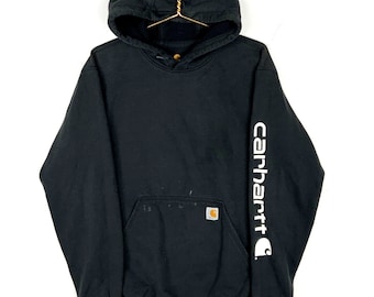 Carhartt Sweatshirt Hoodie Größe Medium Schwarz Workwear Spell Out Original Fit